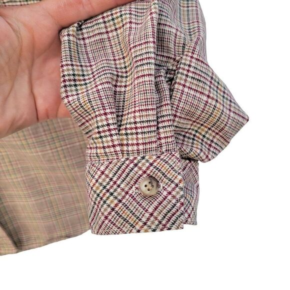 Vintage Willowbend Womens L Plaid Beige Barn Red Mustard Button Up Flannel Shirt - Picture 7 of 12